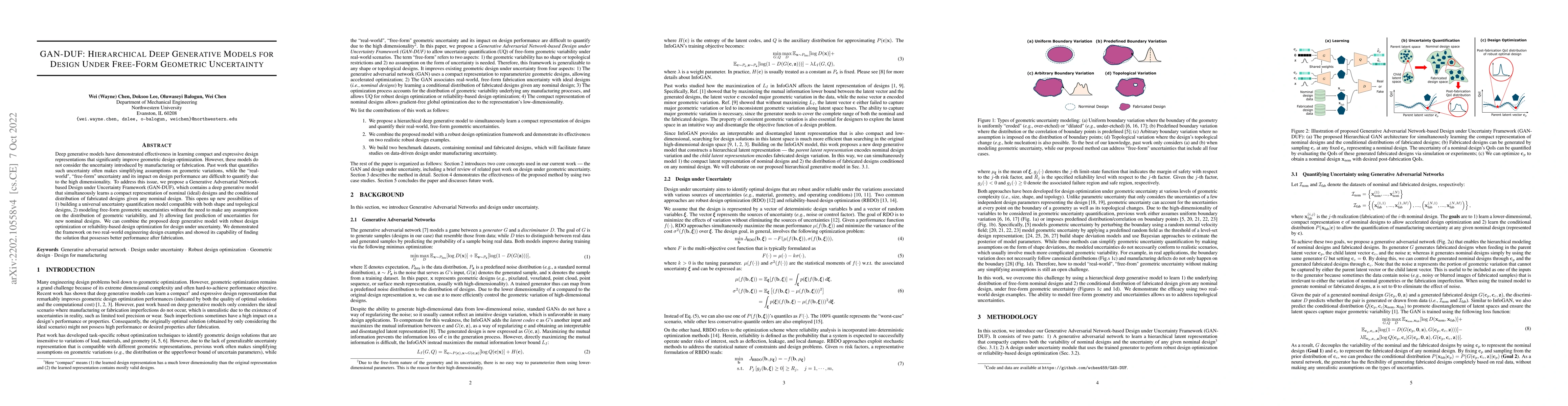 Thumbnail for GAN-DUF: Hierarchical Deep Generative Models for Design Under Free-Form
  Geometric Uncertainty