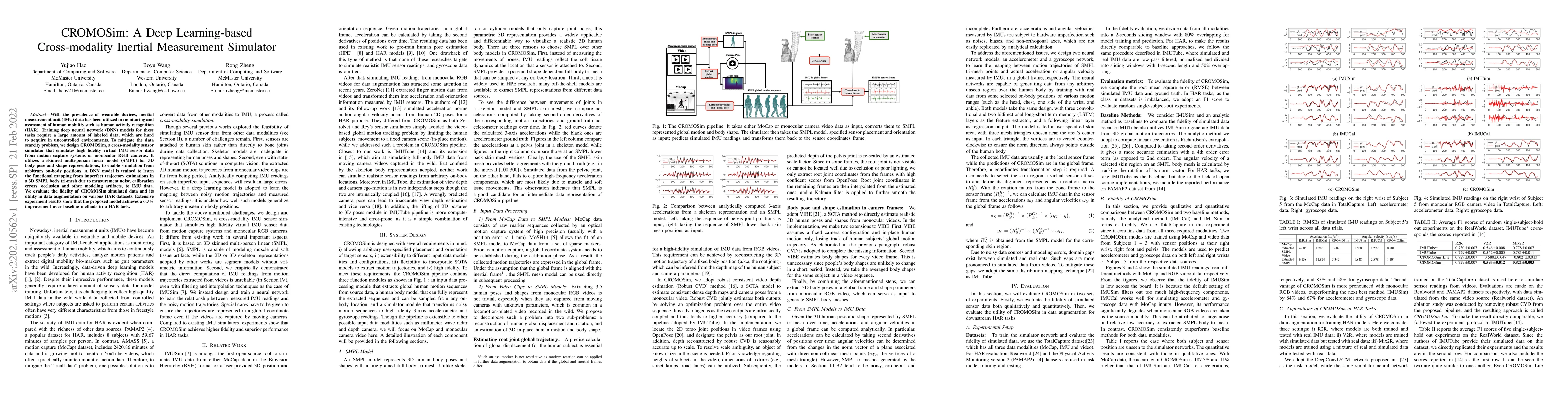 Thumbnail for CROMOSim: A Deep Learning-based Cross-modality Inertial Measurement
  Simulator