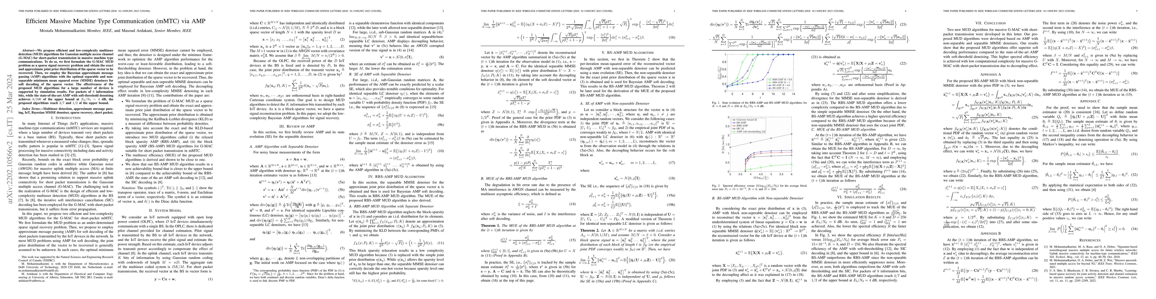 Thumbnail for Efficient Massive Machine Type Communication (mMTC) via AMP