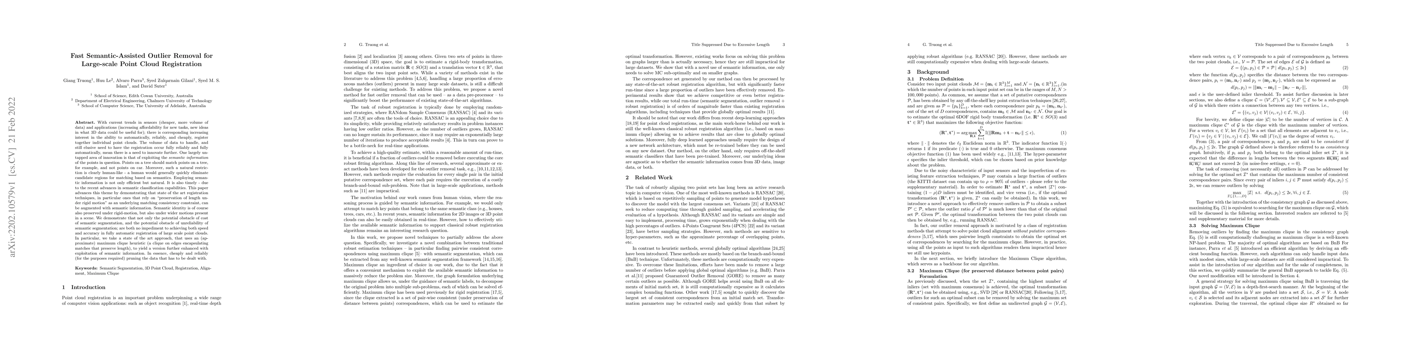 Thumbnail for Fast Semantic-Assisted Outlier Removal for Large-scale Point Cloud
  Registration