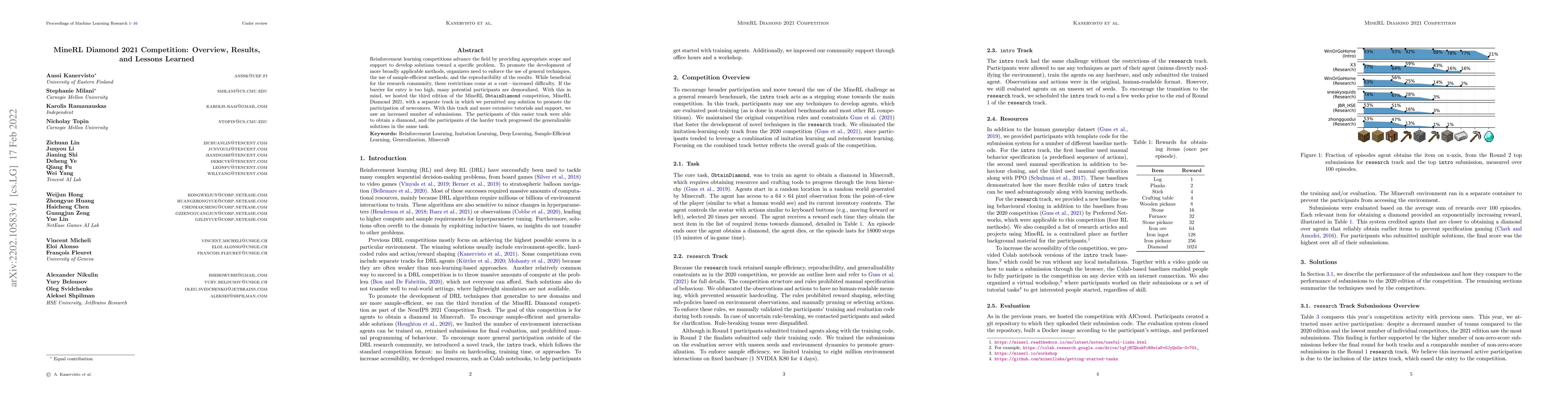 Thumbnail for MineRL Diamond 2021 Competition: Overview, Results, and Lessons Learned