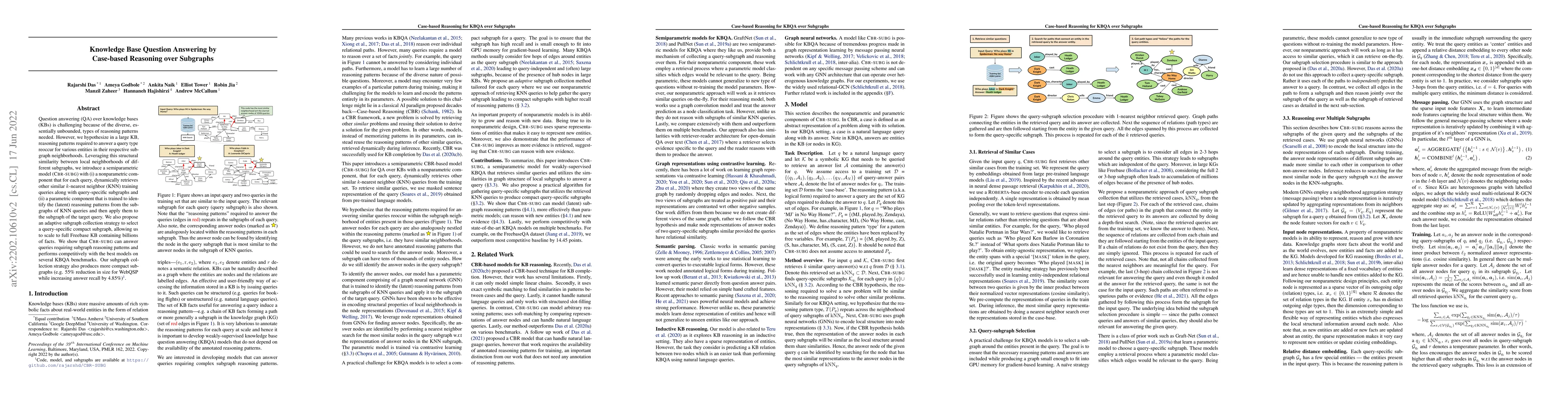 Thumbnail for Knowledge Base Question Answering by Case-based Reasoning over Subgraphs