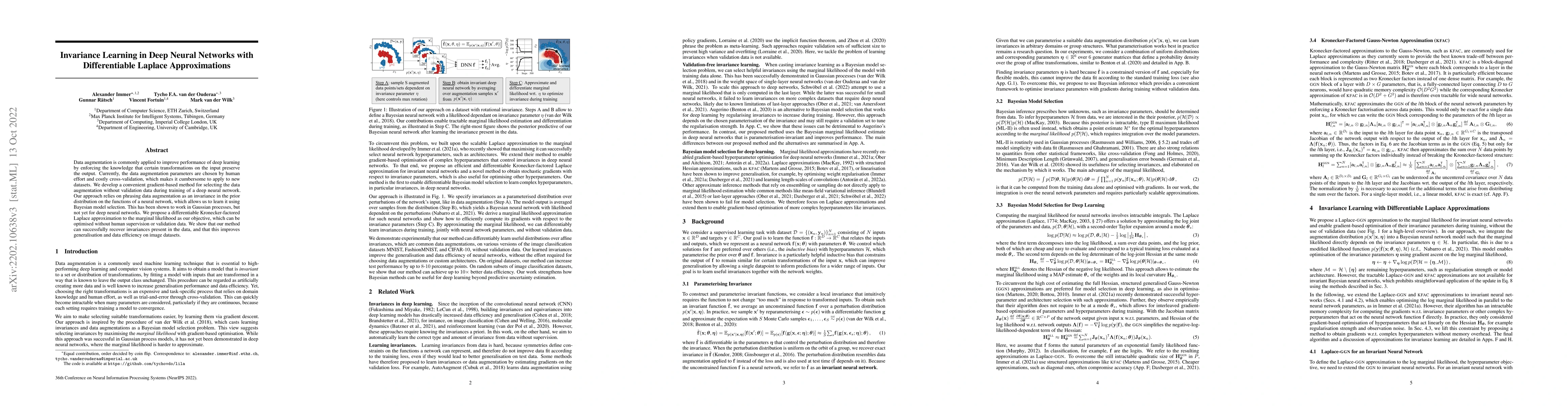 Thumbnail for Invariance Learning in Deep Neural Networks with Differentiable Laplace
  Approximations