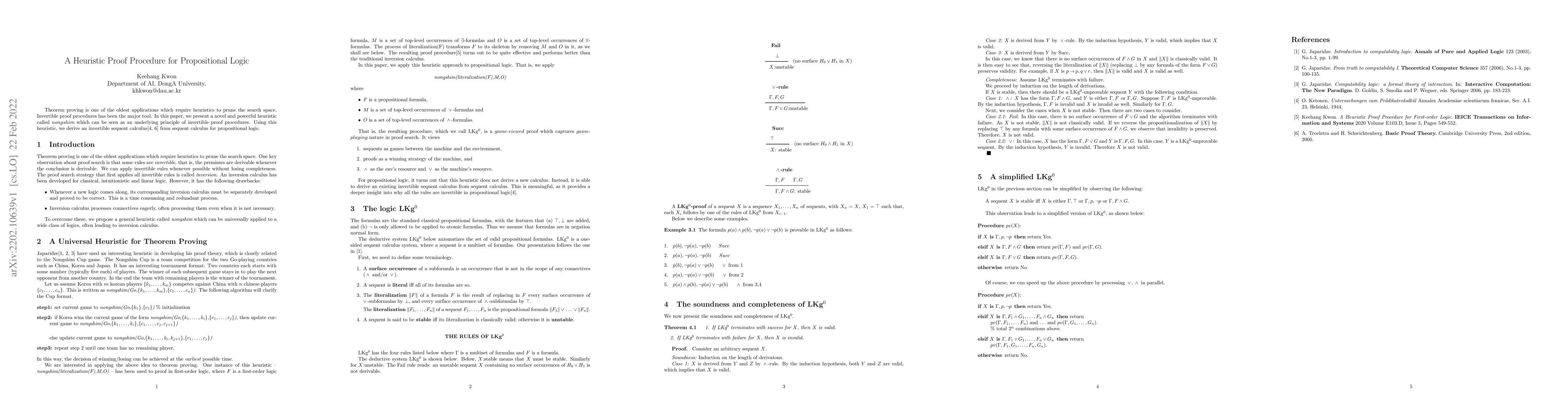 Thumbnail for A Heuristic Proof Procedure for Propositional Logic