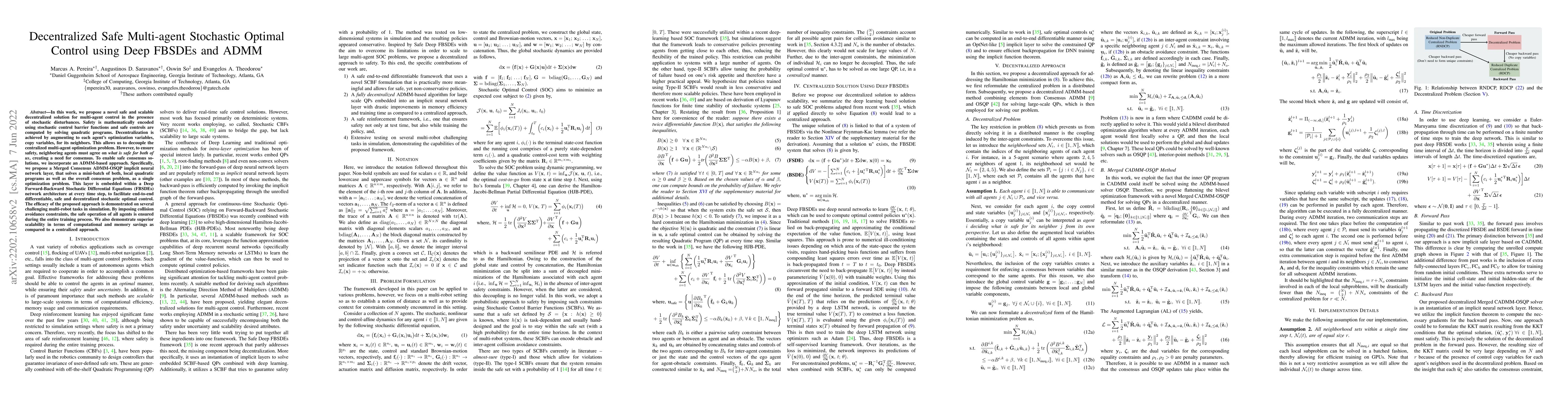 Thumbnail for Decentralized Safe Multi-agent Stochastic Optimal Control using Deep
  FBSDEs and ADMM