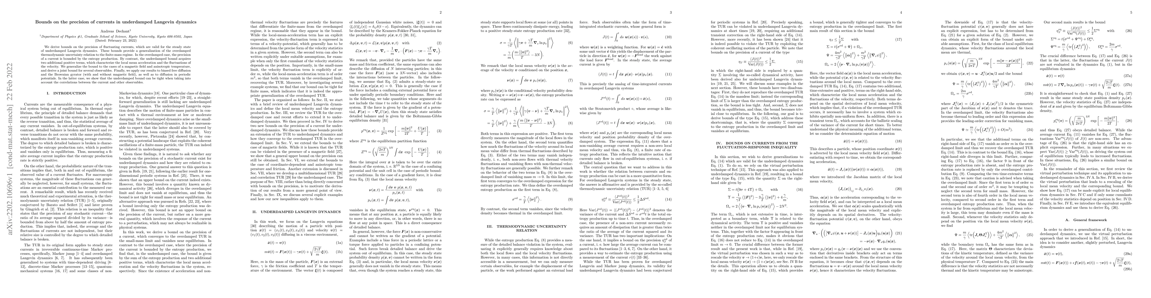 Thumbnail for Bounds on the precision of currents in underdamped Langevin dynamics