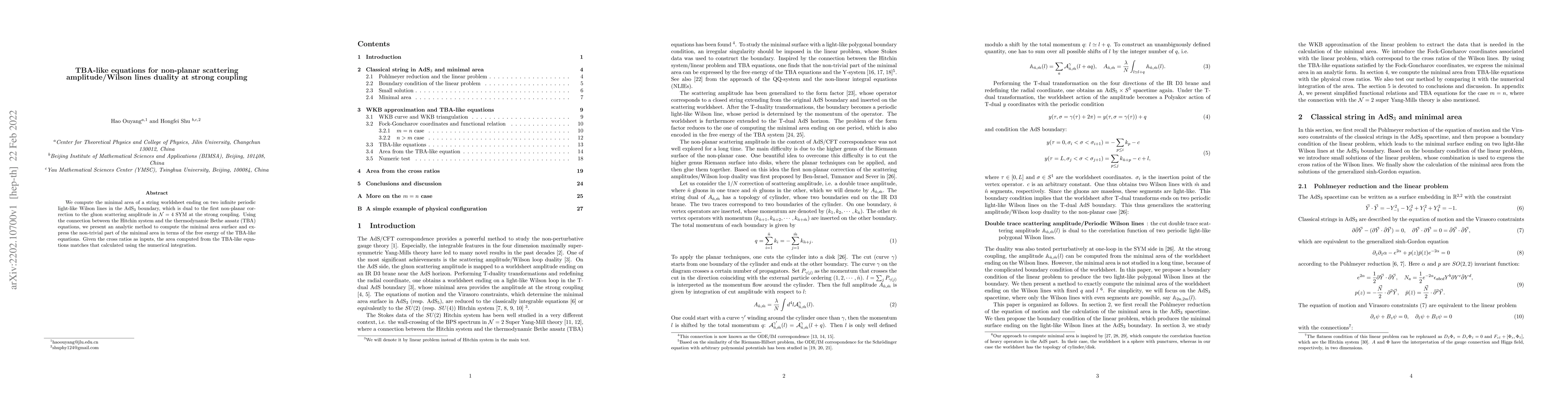 Thumbnail for TBA-like equations for non-planar scattering amplitude/Wilson lines
  duality at strong coupling