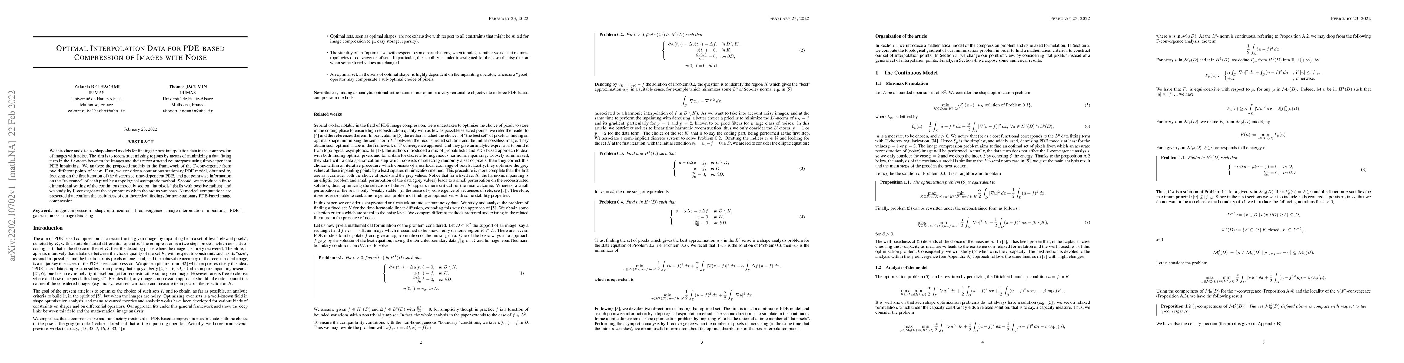 Thumbnail for Optimal Interpolation Data for PDE-based Compression of Images with
  Noise