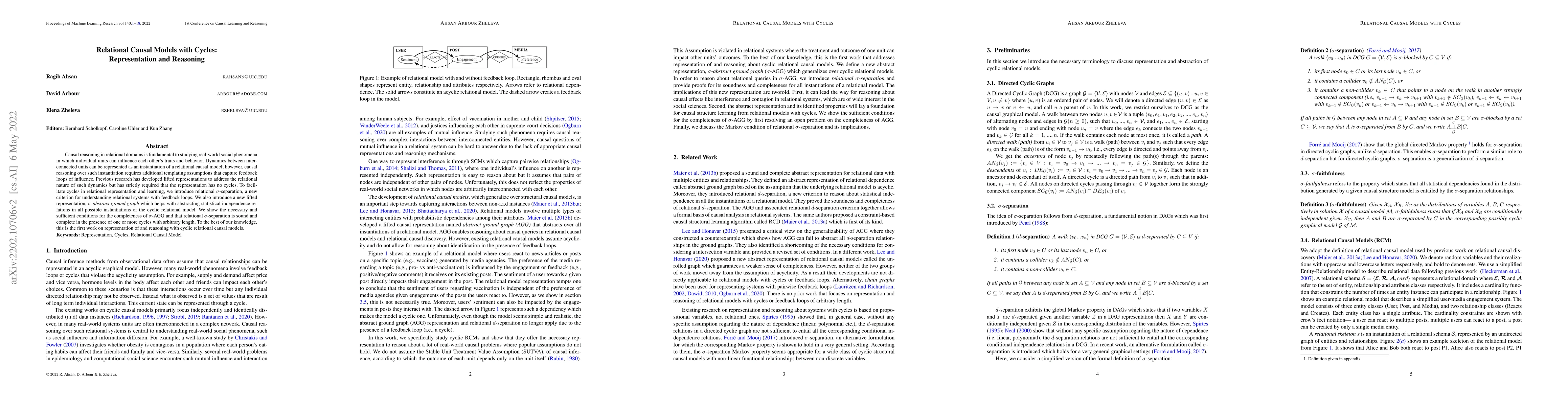 Thumbnail for Relational Causal Models with Cycles:Representation and Reasoning