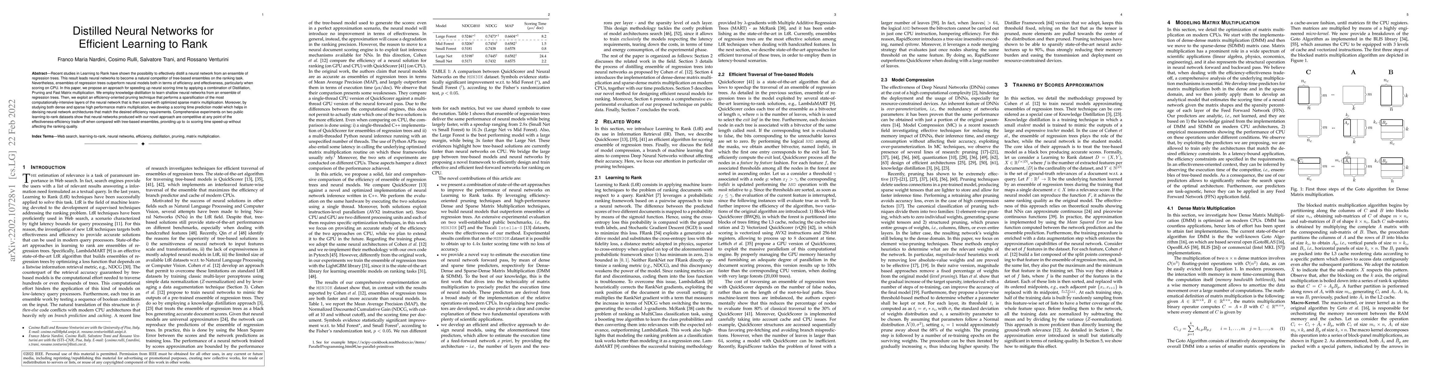 Thumbnail for Distilled Neural Networks for Efficient Learning to Rank
