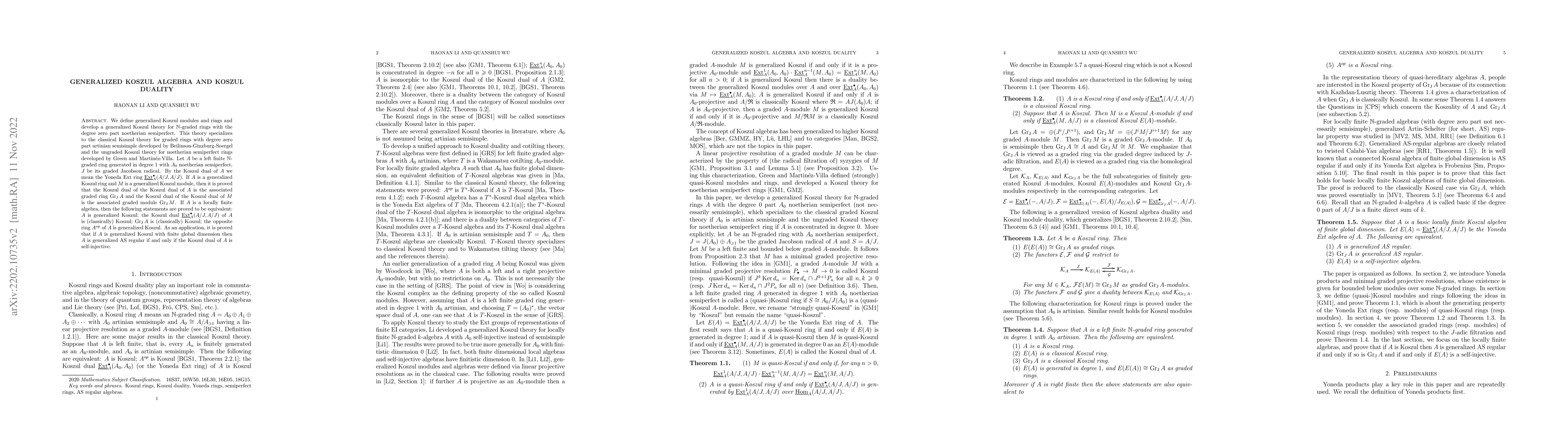 Thumbnail for Generalized Koszul Algebra and Koszul Duality