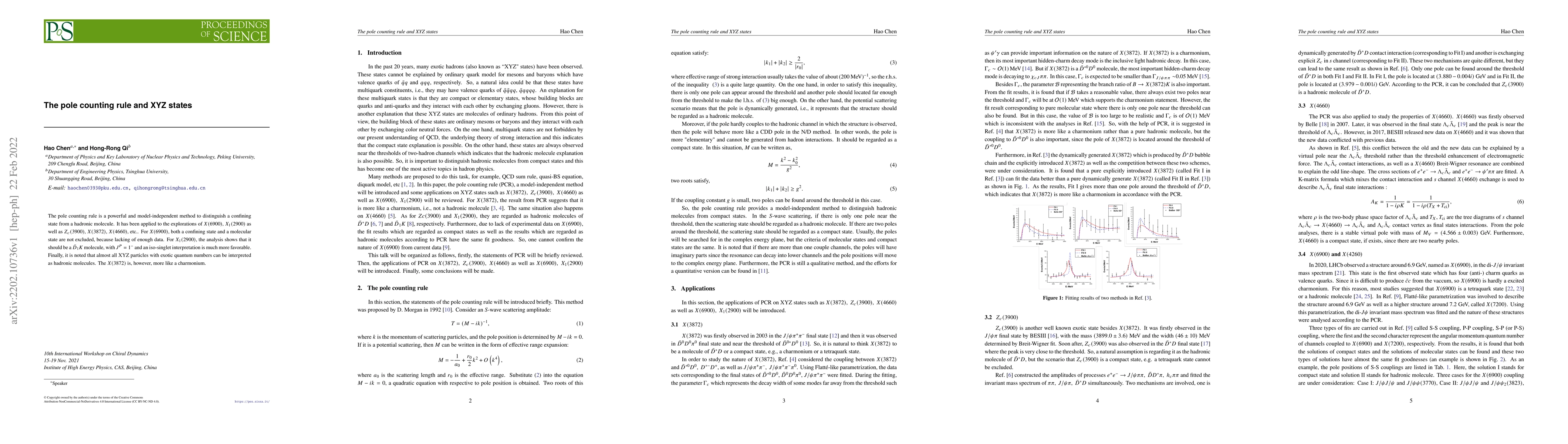 Thumbnail for The pole counting rule and XYZ states