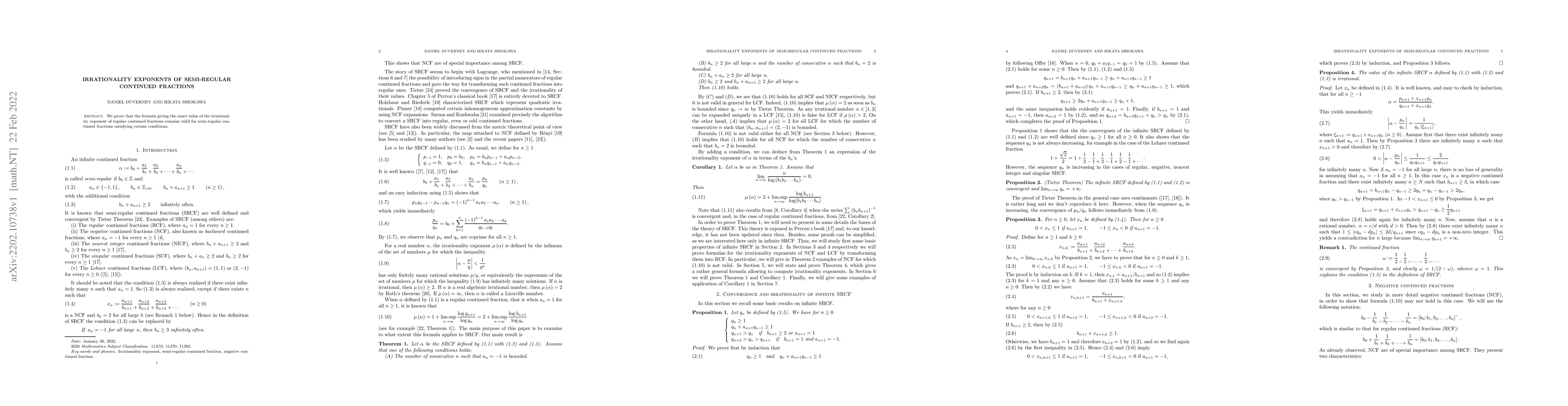 Thumbnail for Irrationality exponents of semi-regular continued fractions