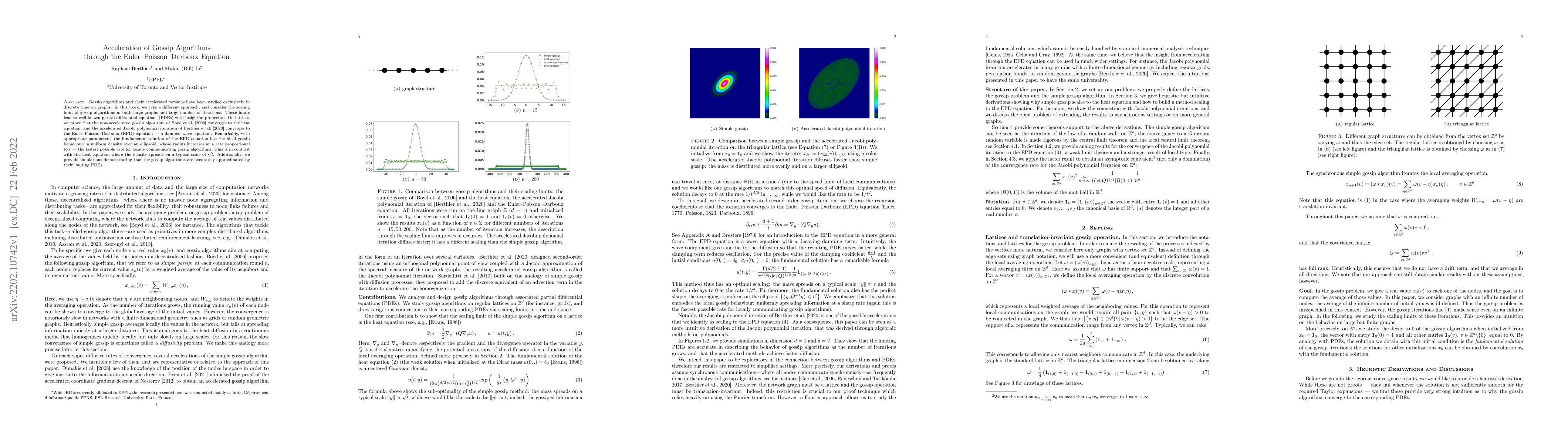 Thumbnail for Acceleration of Gossip Algorithms through the Euler-Poisson-Darboux
  Equation