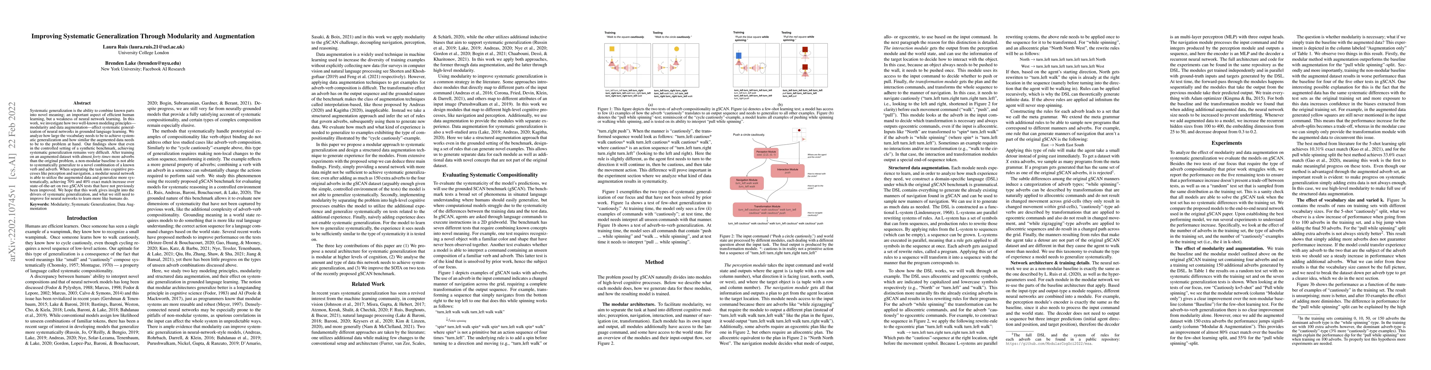 Thumbnail for Improving Systematic Generalization Through Modularity and Augmentation