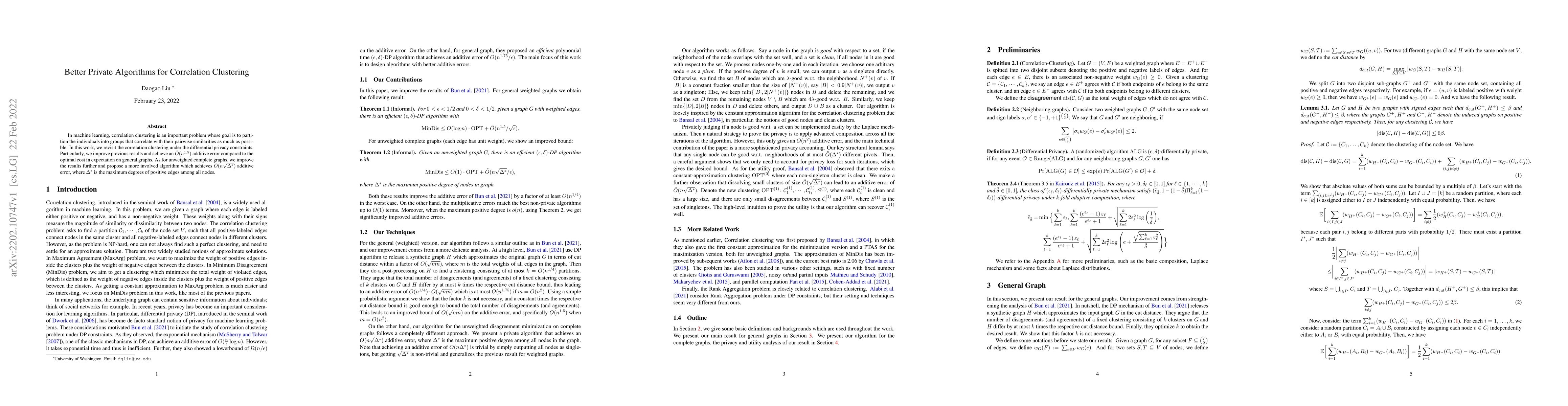 Thumbnail for Better Private Algorithms for Correlation Clustering