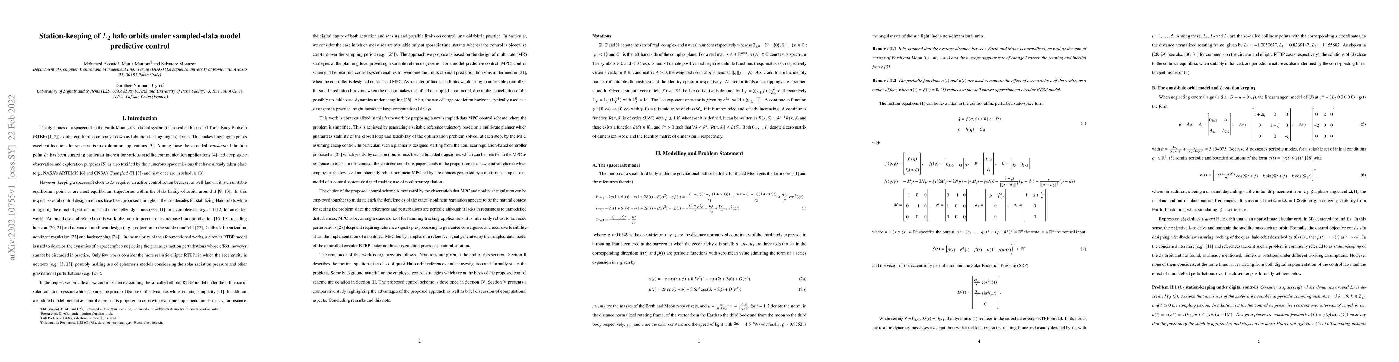 Thumbnail for Station-keeping of $L_2$ halo orbits under sampled-data model predictive
  control