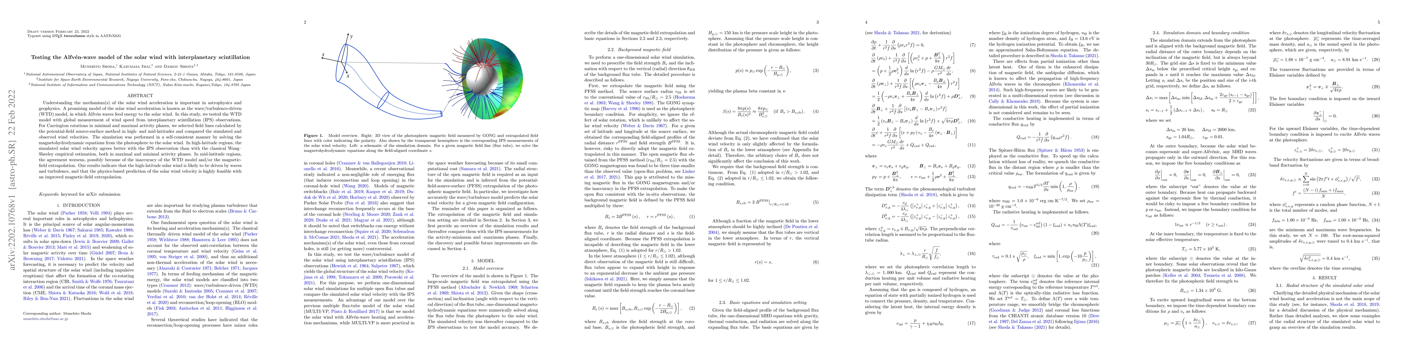 Thumbnail for Testing the Alfv\'en-wave model of the solar wind with interplanetary
  scintillation