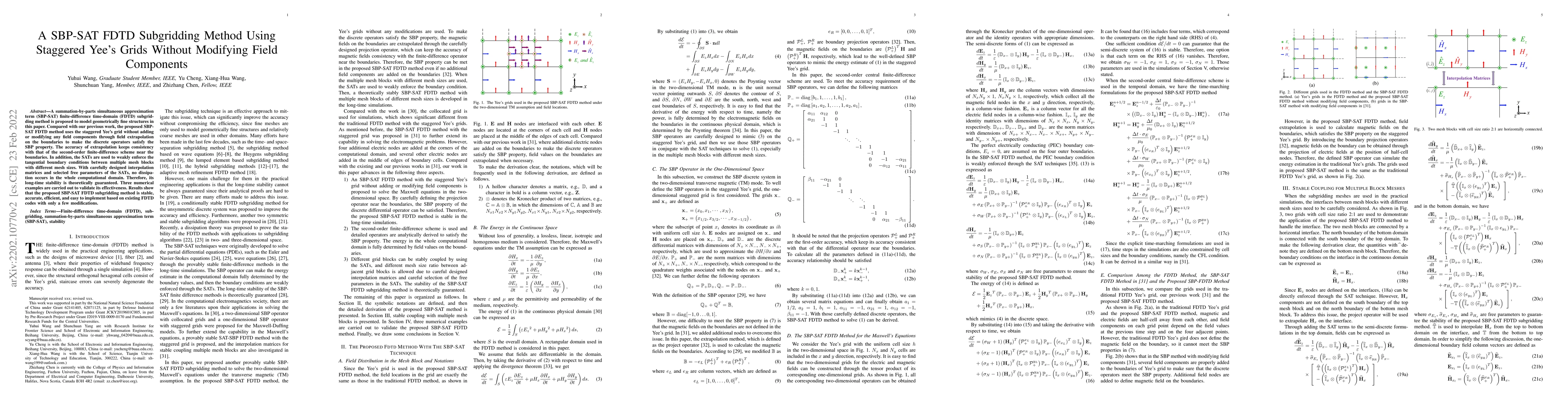 Thumbnail for A SBP-SAT FDTD Subgridding Method Using Staggered Yee's Grids Without
  Modifying Field Components