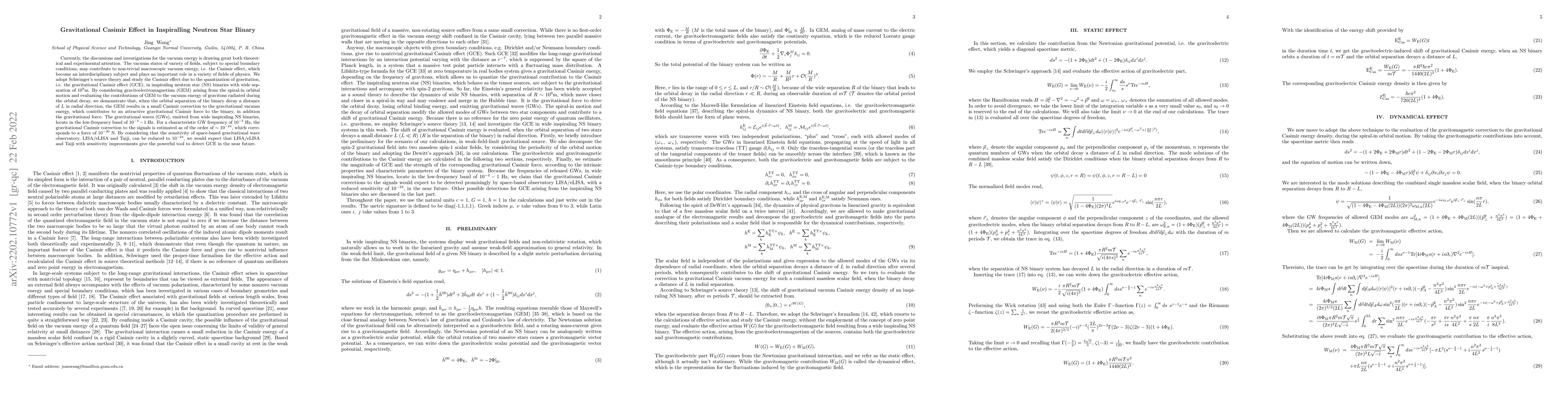 Thumbnail for Gravitational Casimir Effect in Inspiralling Neutron Star Binary
