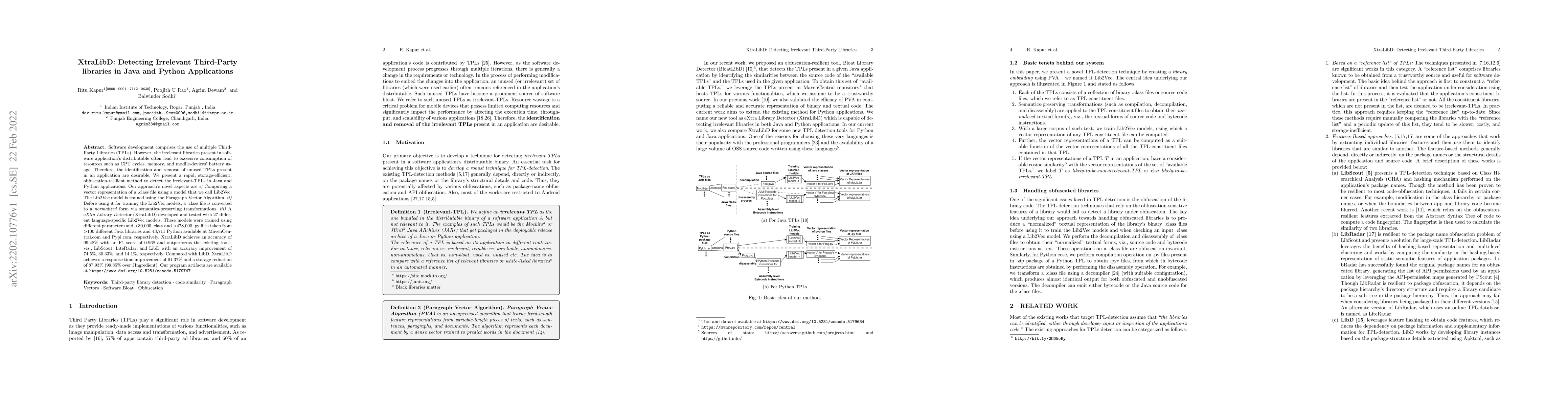 Thumbnail for XtraLibD: Detecting Irrelevant Third-Party libraries in Java and Python
  Applications
