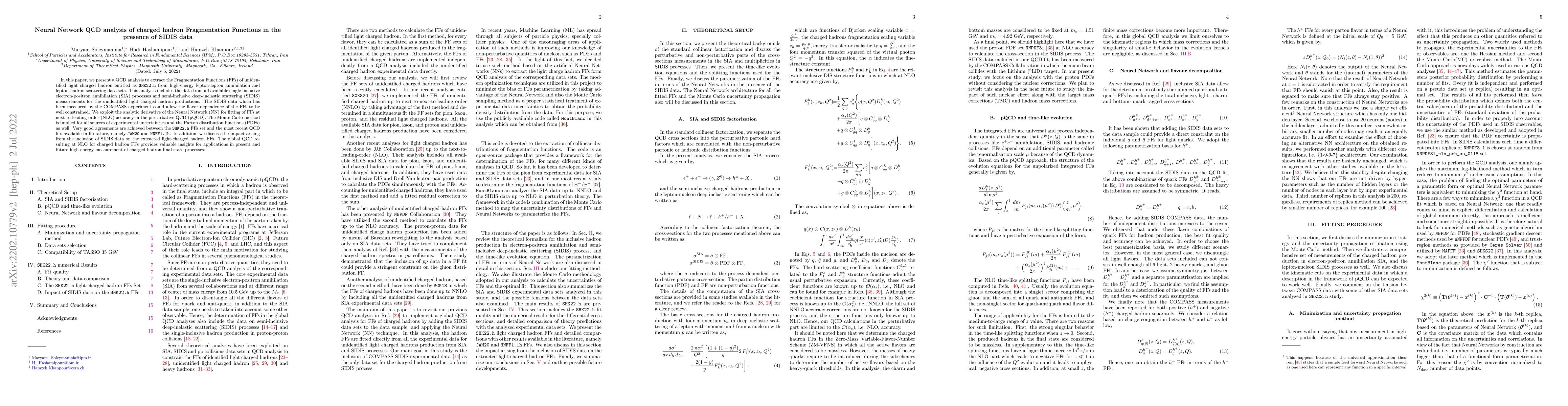Thumbnail for Neural Network QCD analysis of charged hadron Fragmentation Functions in
  the presence of SIDIS data