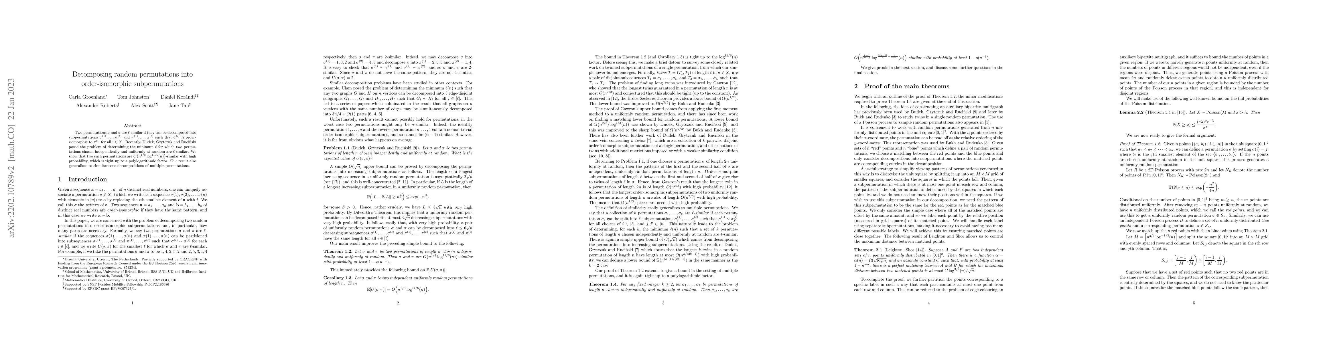 Thumbnail for Decomposing random permutations into order-isomorphic subpermutations