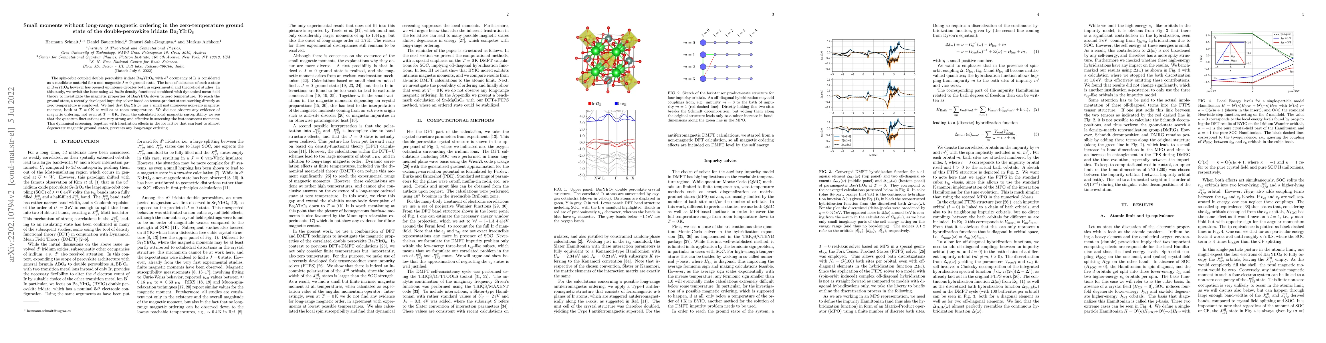Thumbnail for Small moments without long-range magnetic ordering in the
  zero-temperature ground state of the double-perovskite iridate Ba$_2$YIrO$_6$