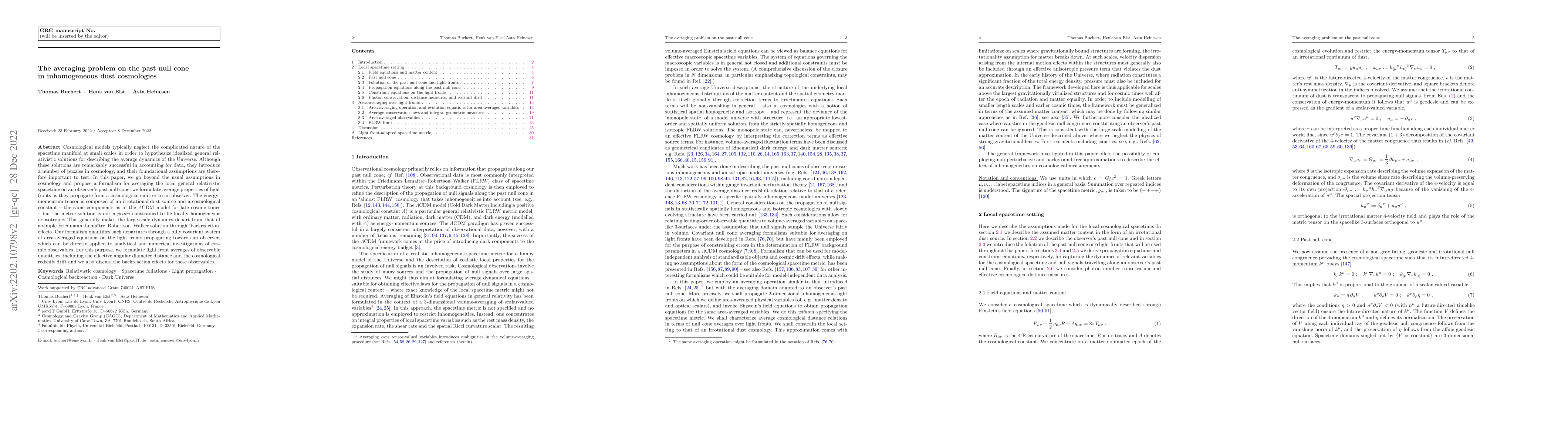 Thumbnail for The averaging problem on the past null cone in inhomogeneous dust
  cosmologies