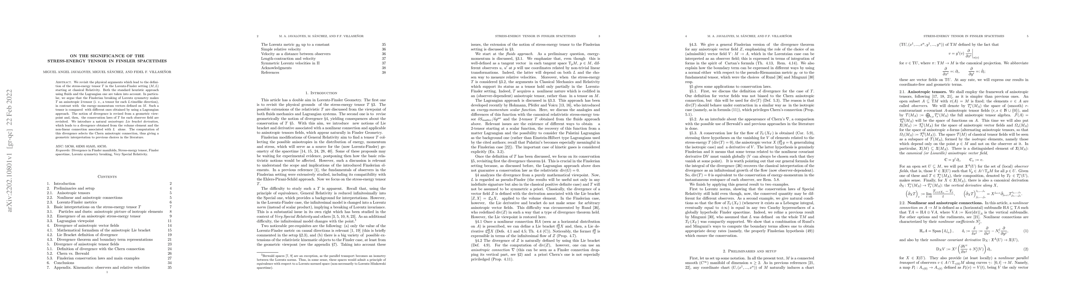 Thumbnail for On the significance of the stress-energy tensor in Finsler spacetimes