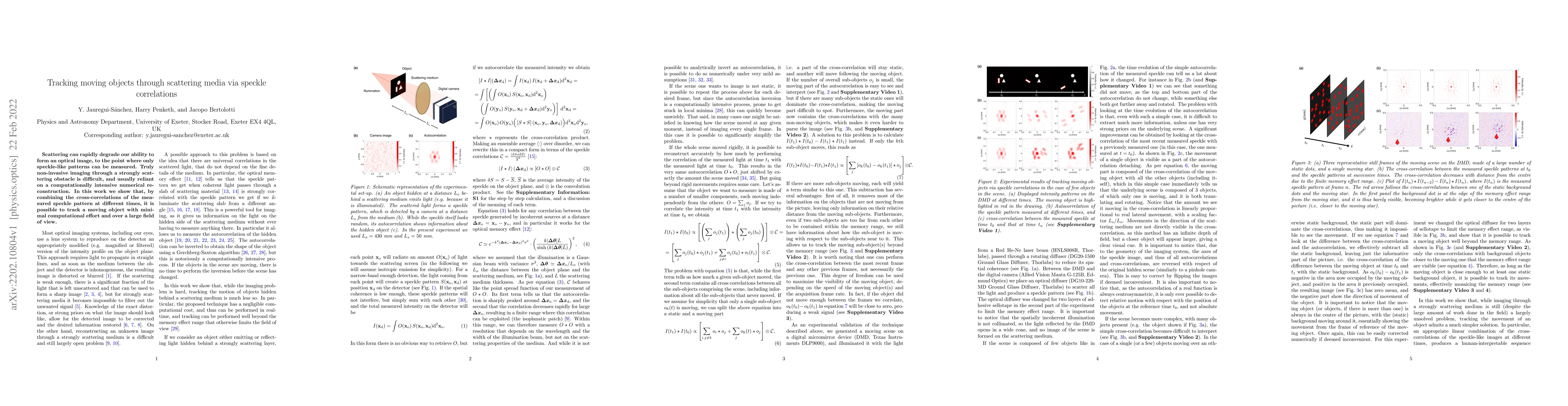 Thumbnail for Tracking moving objects through scattering media via speckle
  correlations