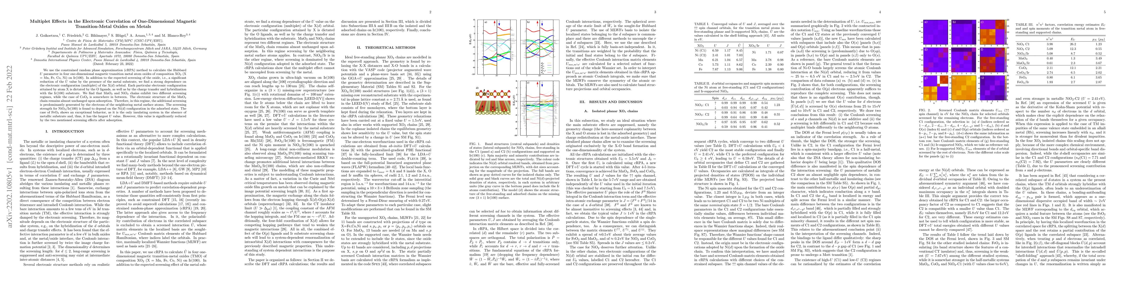 Thumbnail for Multiplet Effects in the Electronic Correlation of One-Dimensional
  Magnetic Transition-Metal Oxides on Metals