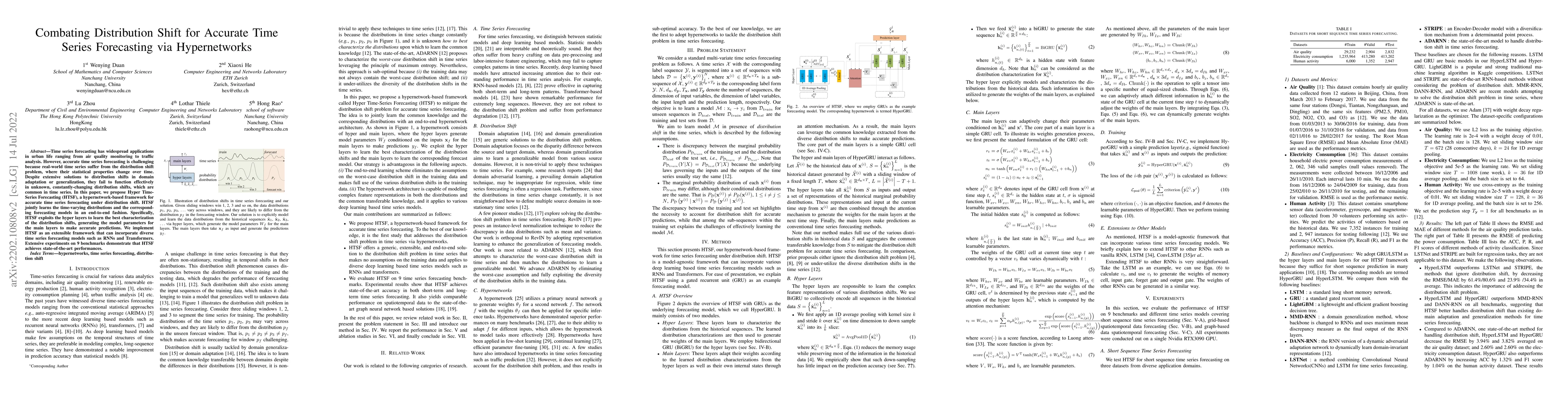 Thumbnail for Combating Distribution Shift for Accurate Time Series Forecasting via
  Hypernetworks