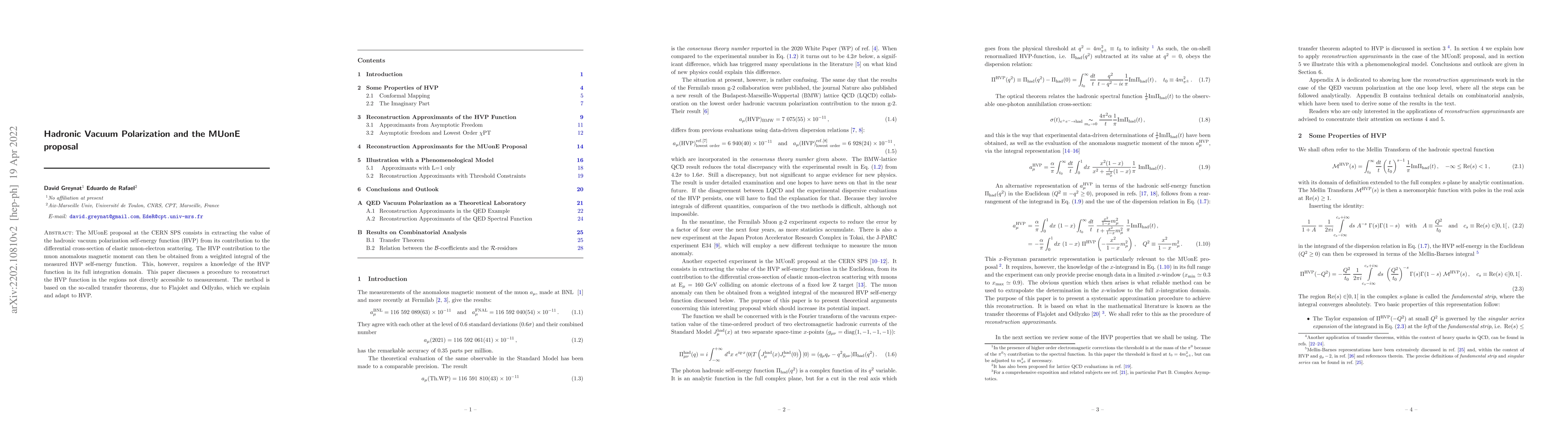 Thumbnail for Hadronic Vacuum Polarization and the MUonE proposal