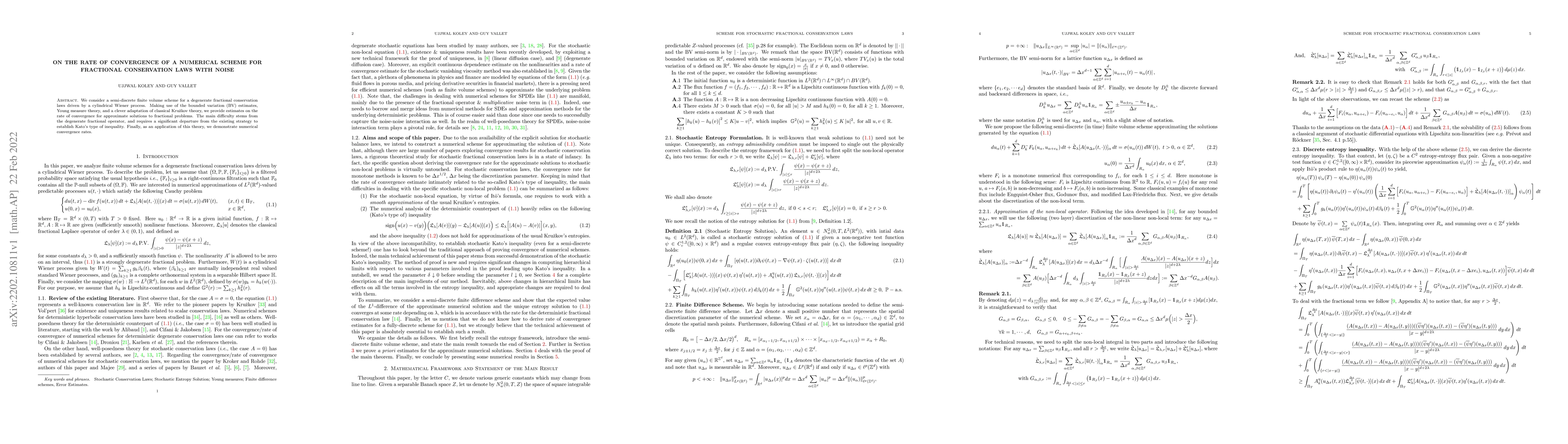 Thumbnail for On the rate of convergence of a numerical scheme for fractional
  conservation laws with noise