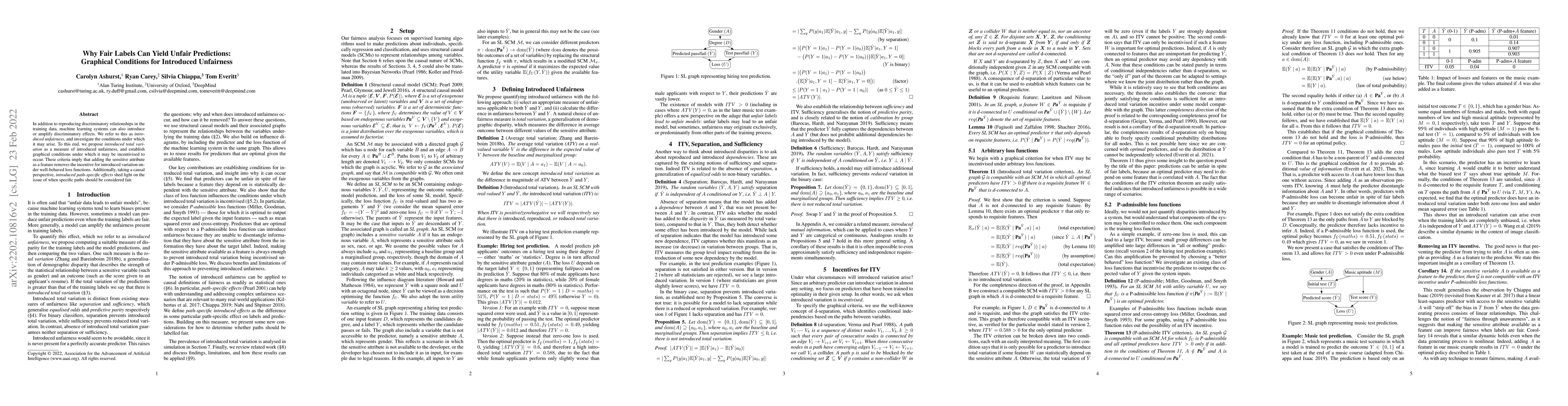 Thumbnail for Why Fair Labels Can Yield Unfair Predictions: Graphical Conditions for
  Introduced Unfairness