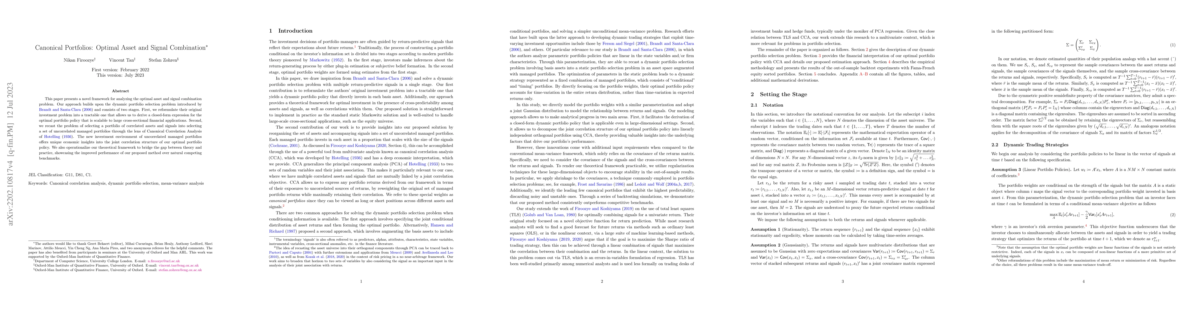 Thumbnail for Canonical Portfolios: Optimal Asset and Signal Combination