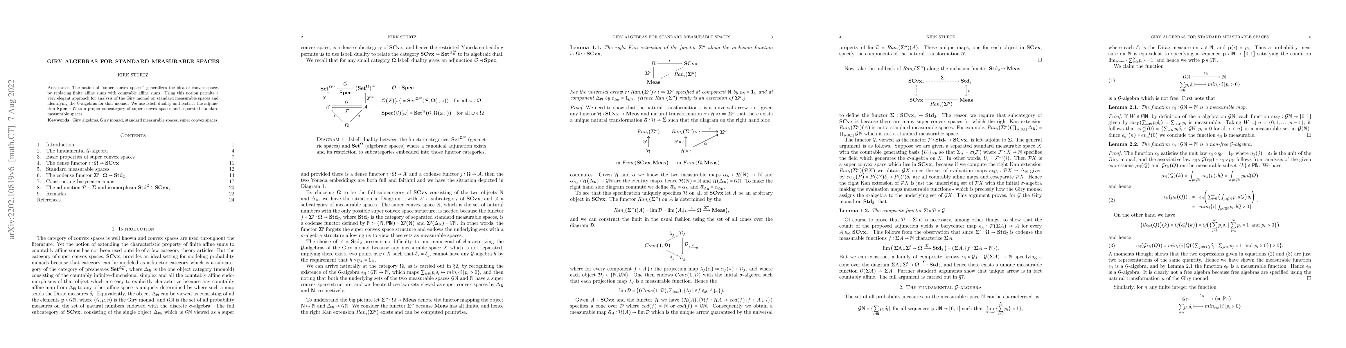 Thumbnail for Giry algebras for standard measurable spaces