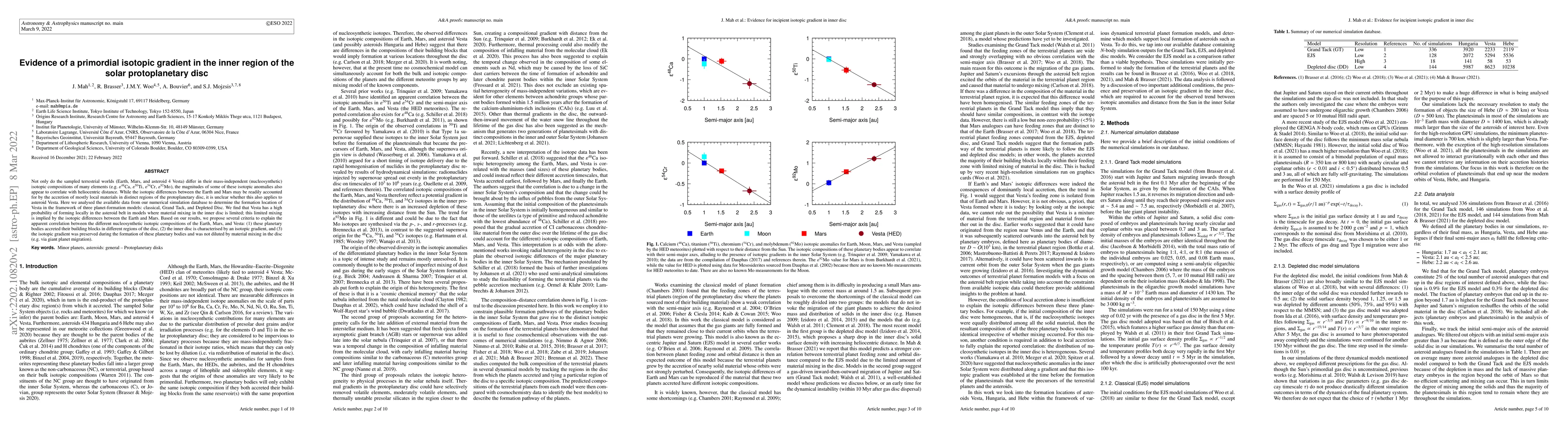 Thumbnail for Evidence of a primordial isotopic gradient in the inner region of the
  solar protoplanetary disc