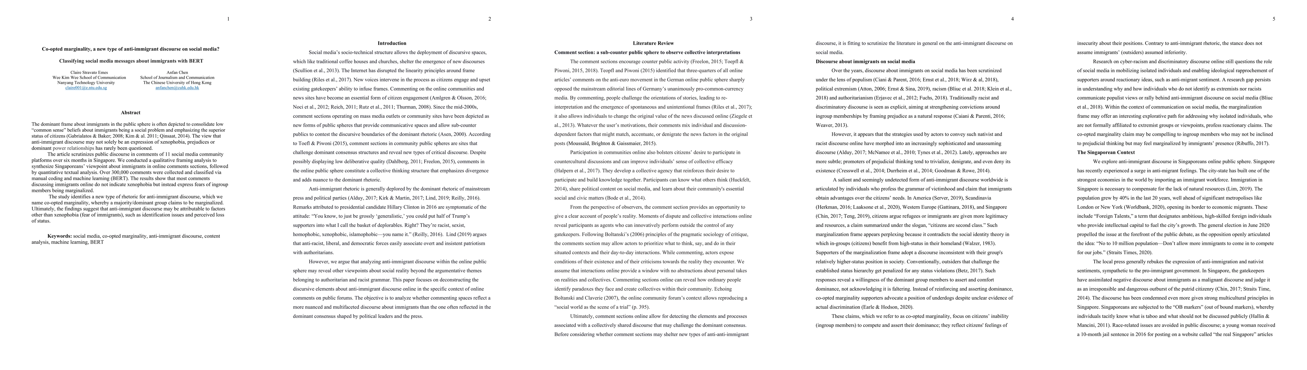 Thumbnail for Co-opted marginality, a new type of anti-immigrant discourse on social
  media? Classifying social media messages about immigrants with BERT