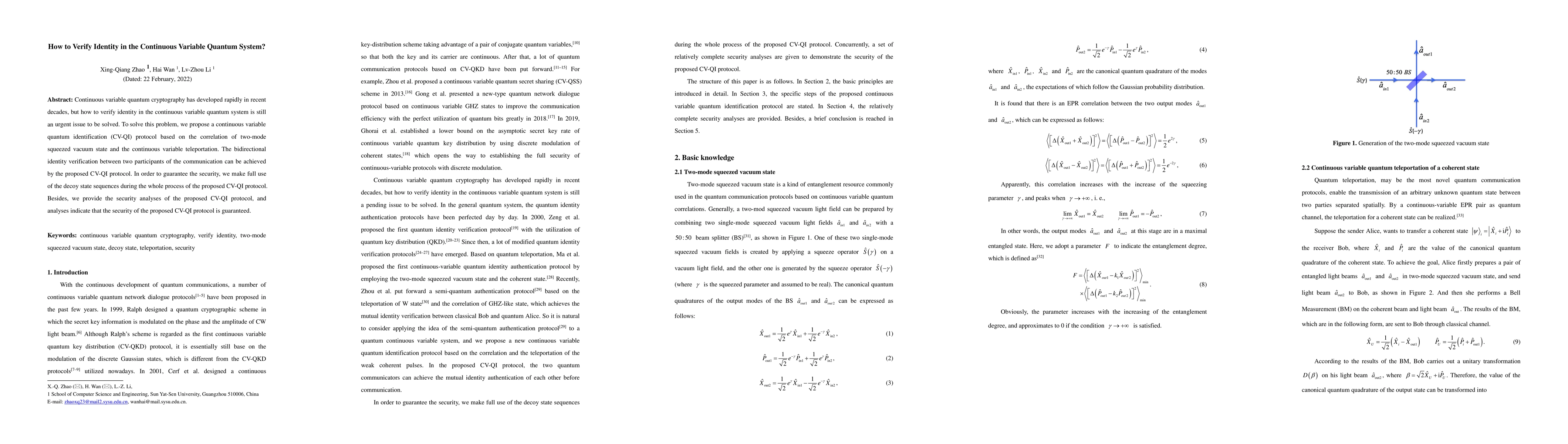 Thumbnail for How to Verify Identity in the Continuous Variable Quantum System?