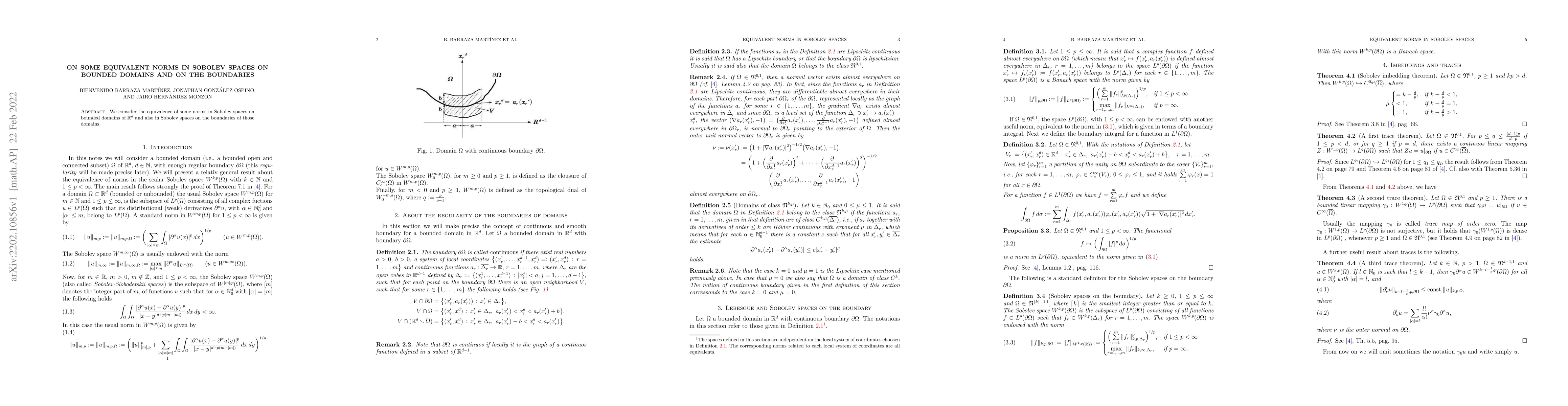 Thumbnail for On some equivalent norms in Sobolev spaces on bounded domains and on the
  boundaries