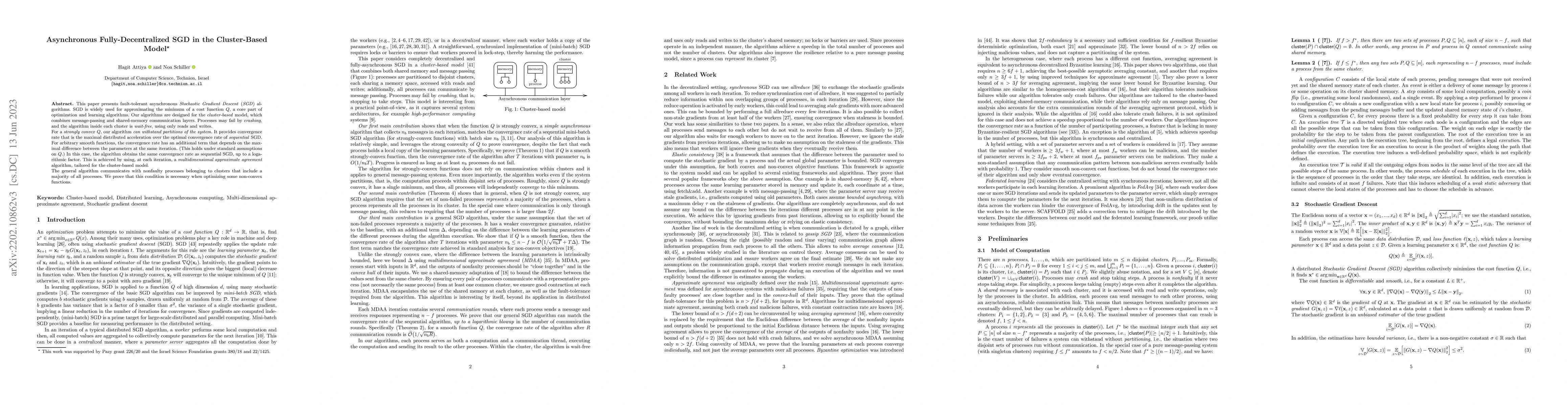 Thumbnail for Asynchronous Fully-Decentralized SGD in the Cluster-Based Model