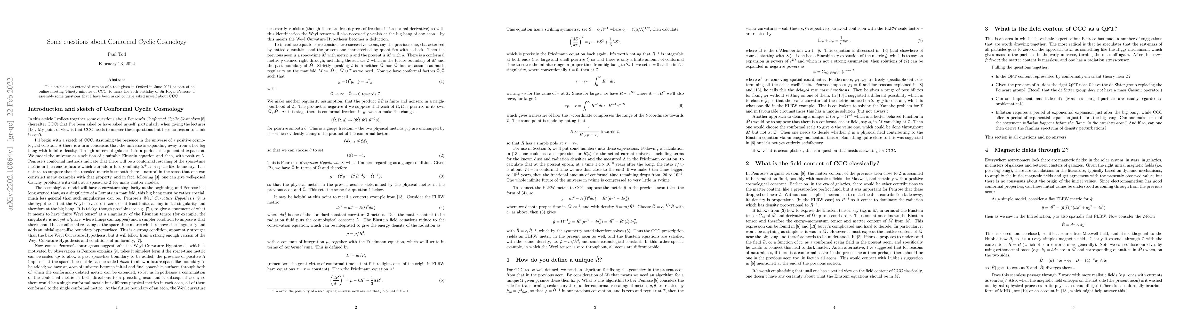 Thumbnail for Some questions about Conformal Cyclic Cosmology