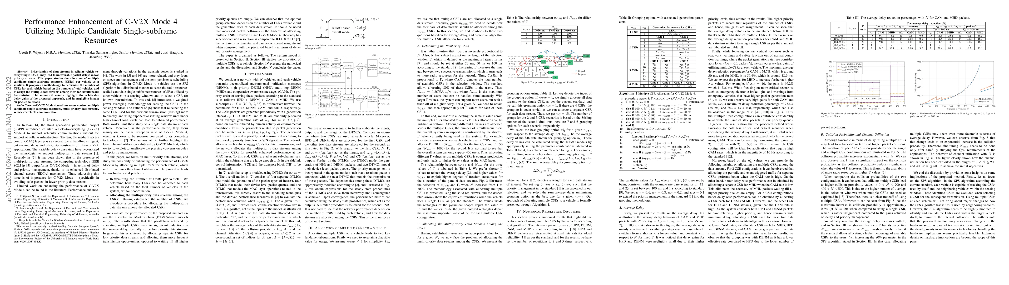 Thumbnail for Performance Enhancement of C-V2X Mode 4 Utilizing Multiple Candidate
  Single-subframe Resources