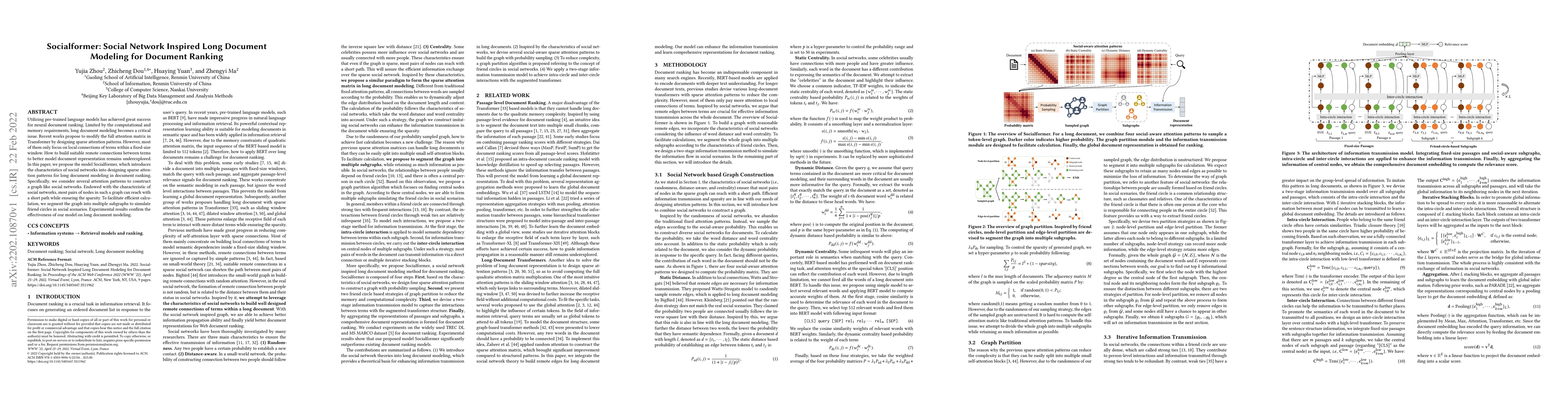 Thumbnail for Socialformer: Social Network Inspired Long Document Modeling for
  Document Ranking