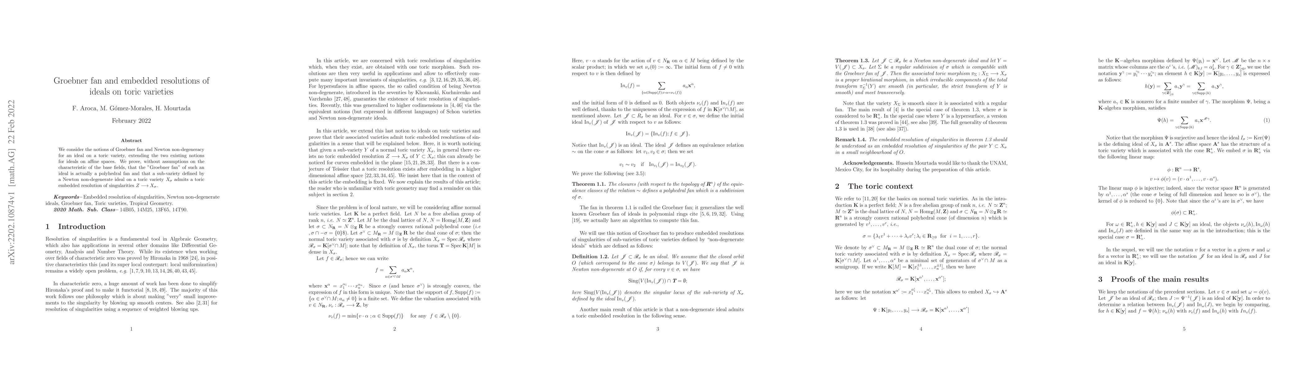Thumbnail for Groebner fan and embedded resolutions of ideals on toric varieties