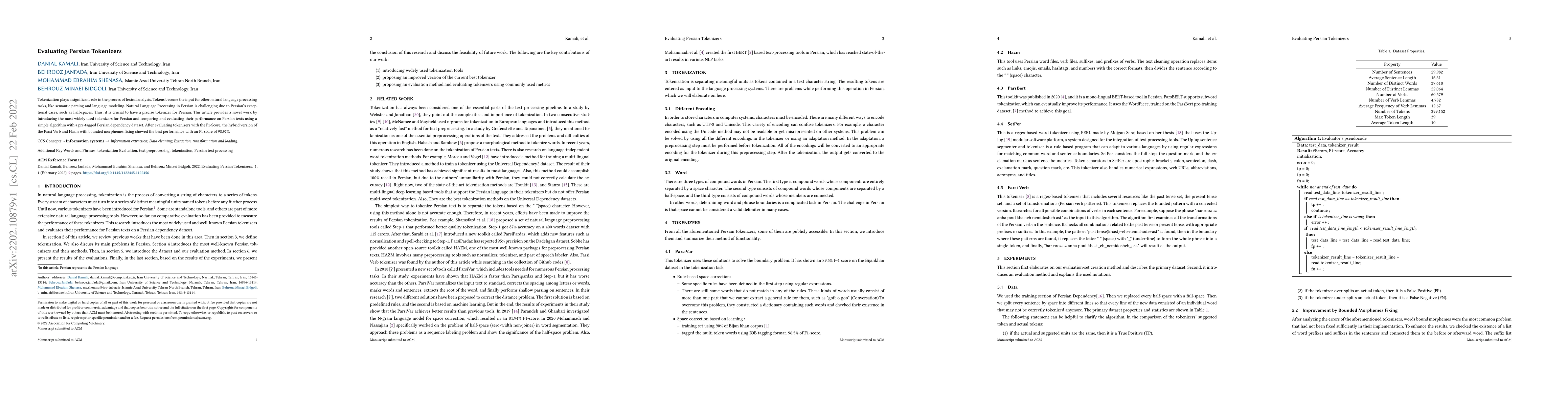 Thumbnail for Evaluating Persian Tokenizers