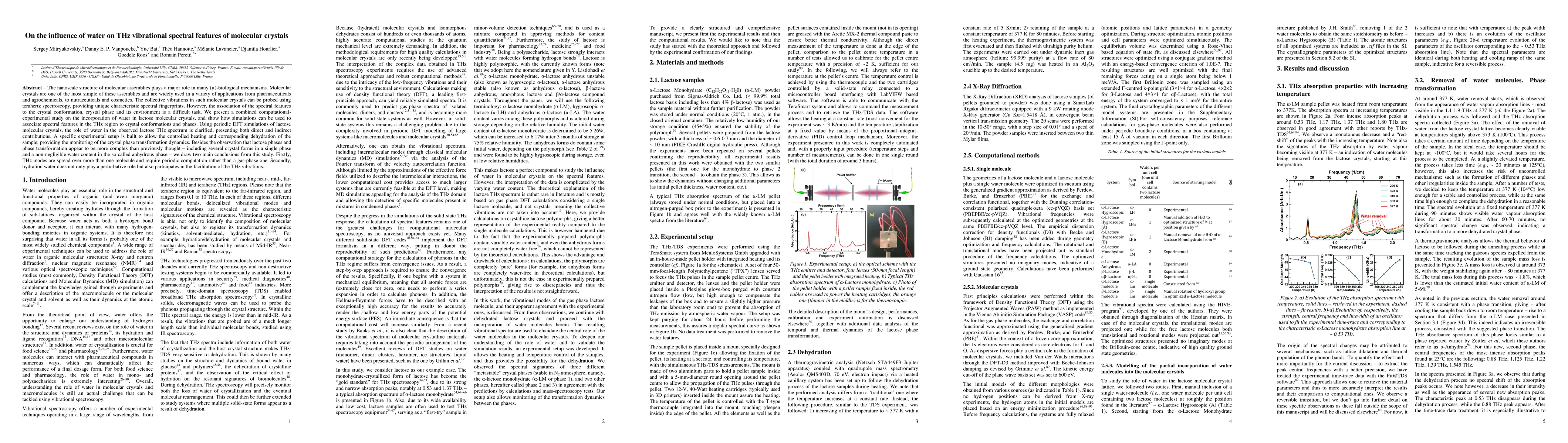Thumbnail for On the influence of water on THz vibrational spectral features of
  molecular crystals