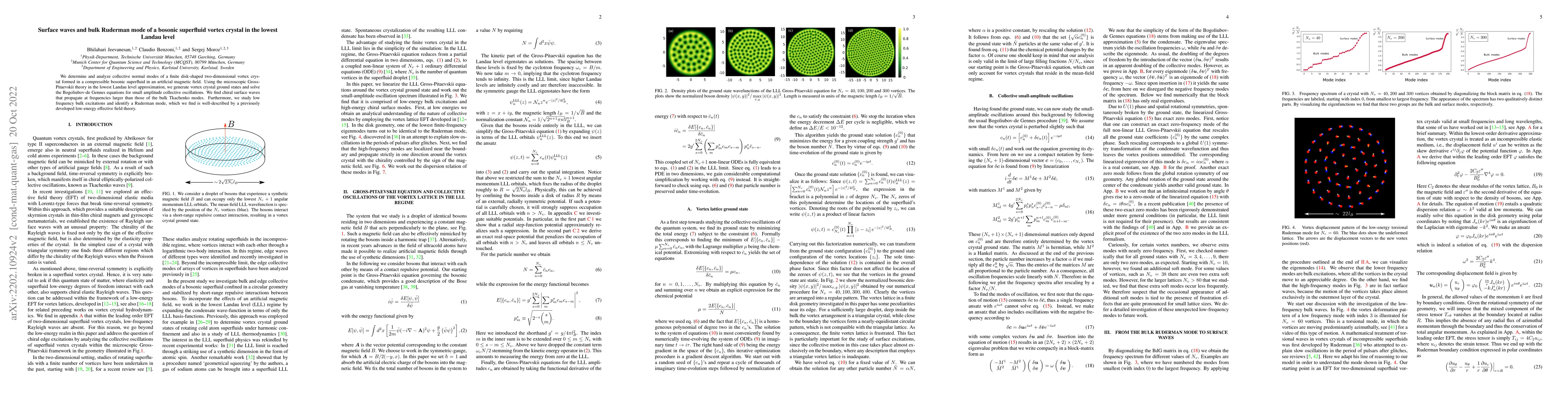 Thumbnail for Surface waves and bulk Ruderman mode of a bosonic superfluid vortex
  crystal in the lowest Landau level